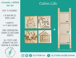 Glitter Luv DIY Kits Standard Kit + Ladder | Unfinished Cabin Life Leaning Ladder Interchangeable DIY Kit