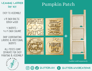 Glitter Luv DIY Kits Standard Kit + Ladder | Unfinished Pumpkin Patch Leaning Ladder Interchangeable DIY Kit