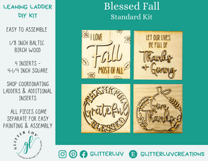 Glitter Luv DIY Kits Standard Kit (no Ladder) | Unfinished Blessed Fall Leaning Ladder Interchangeable DIY Kit