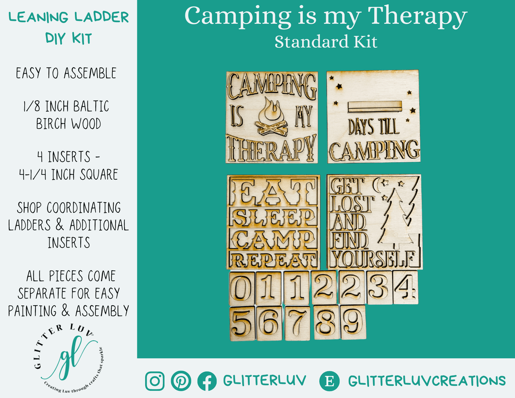 Glitter Luv DIY Kits Standard Kit (no Ladder) | Unfinished Camping is my Therapy Leaning Ladder Interchangeable DIY Kit