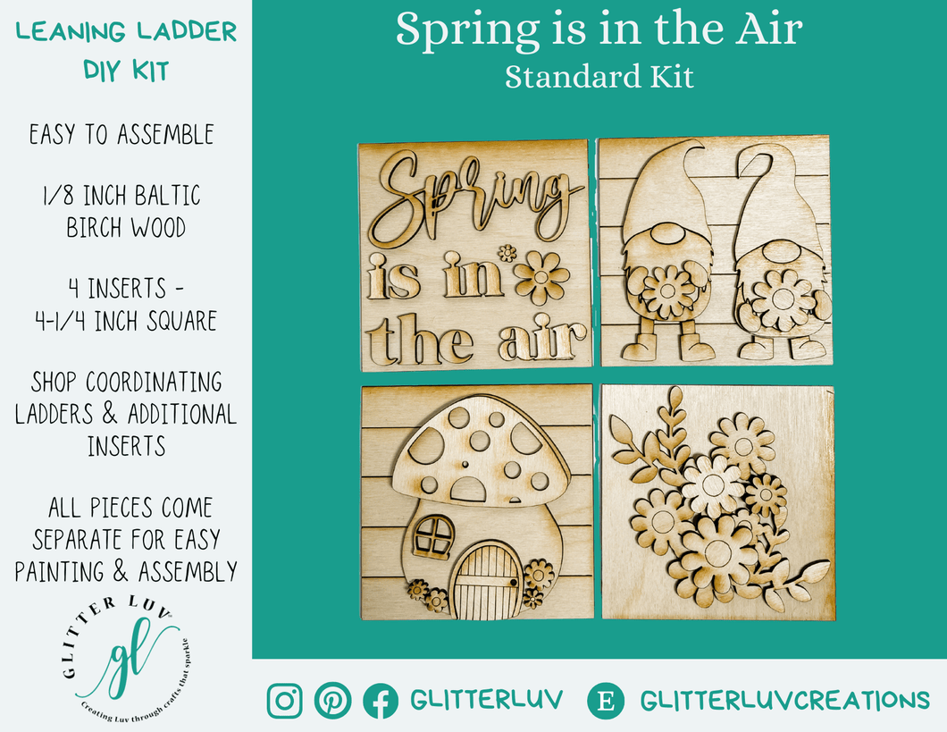 Glitter Luv DIY Kits Standard Kit (no Ladder) | Unfinished Spring is in the Air Leaning Ladder Interchangeable DIY Kit