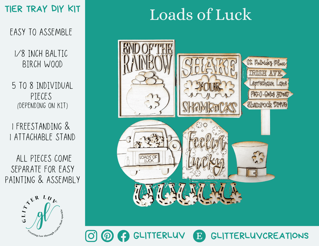 Glitter Luv DIY Kits Standard Kit | Unfinished Loads of Luck Tier Tray DIY Kit
