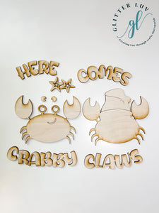Glitter Luv DIY Kits 10.5 Inch Round | Standard Kit | Unfinished Crabby Claws Wall Hanger DIY Kit