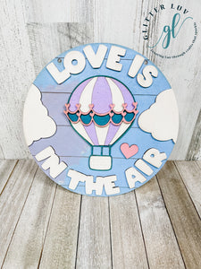 Glitter Luv DIY Kits 10.5 Inch Round | Standard Kit | Unfinished Love is in the Air Round Wall / Door Hanger DIY Kit