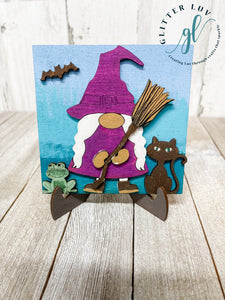 Glitter Luv DIY Kits Add on: Witch Gnome Insert | Unfinished Halloween Gnomes Leaning Ladder Interchangeable DIY Kit