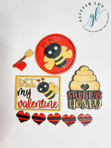 Glitter Luv DIY Kits Standard Kit | Unfinished Bee Valentine Tier Tray DIY Kit