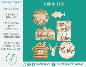 Glitter Luv DIY Kits Standard Kit | Unfinished Cabin Life Tier Tray DIY Kit