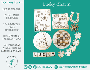 Glitter Luv DIY Kits Standard Kit | Unfinished Lucky Charm Tier Tray DIY Kit