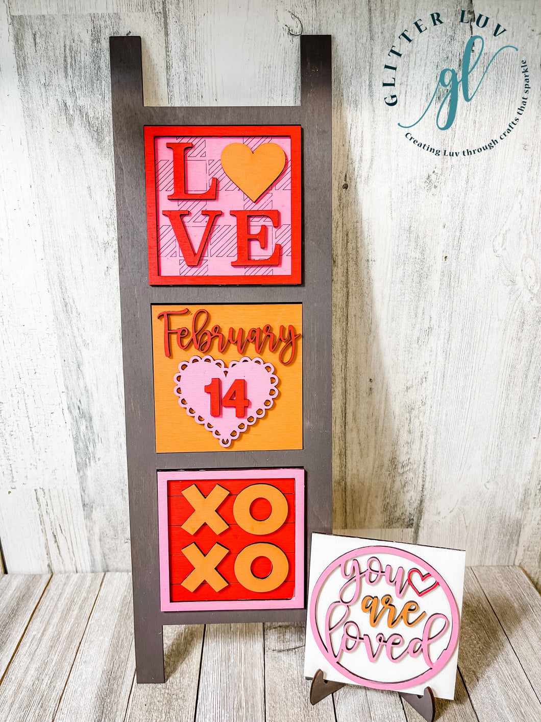 Glitter Luv DIY Kits Valentine XOXO Leaning Ladder Interchangeable DIY Kit